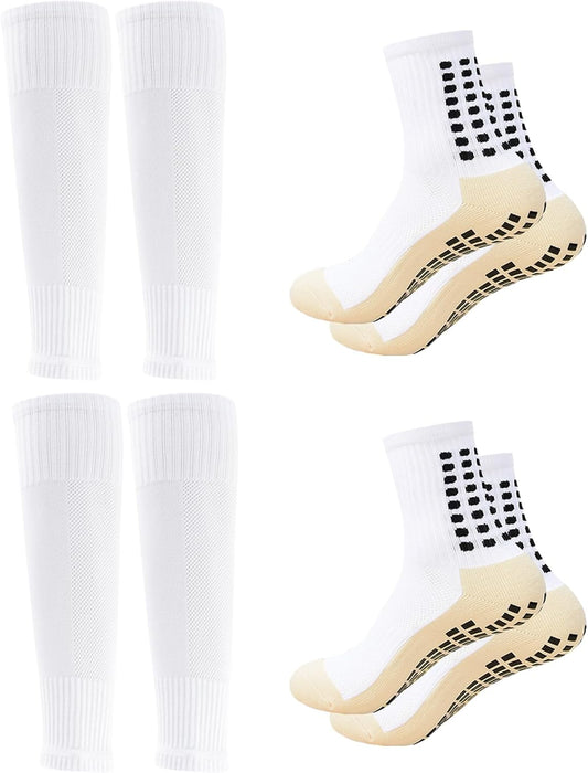 Men's Soccer Non Skid Ball Socks Anti Slip Grip Non Slip Socks, Shin Guard Sleeves, With Or Without Guard Straps for Football