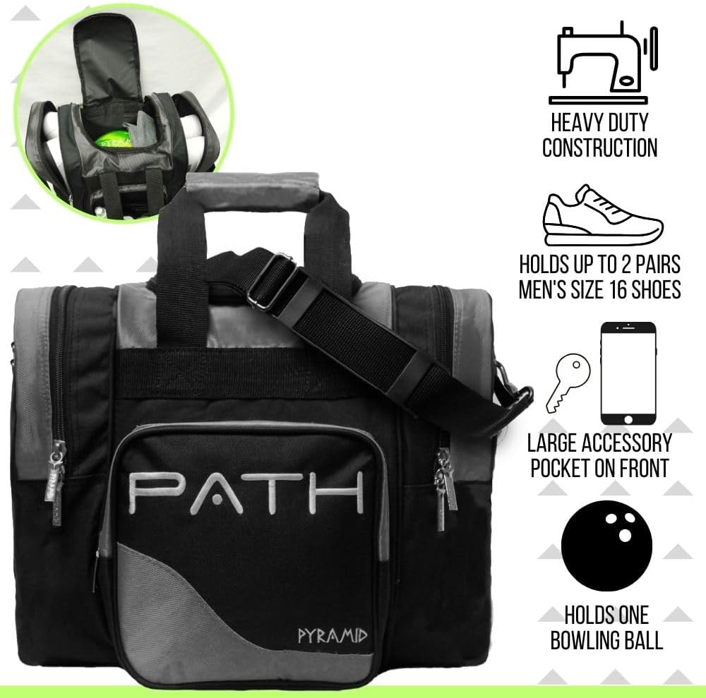 Pyramid Path Pro Deluxe Single Bowling Ball Tote - Holds One Ball, One Pair Shoes Up to Mens 15