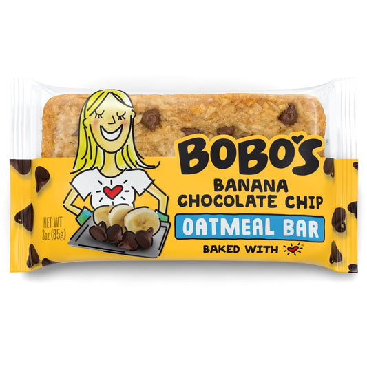 Bobo's Oatmeal Bars, Banana Chocolate Chip, Gluten Free Vegan Whole Grain Oat Bars, Pack of 12