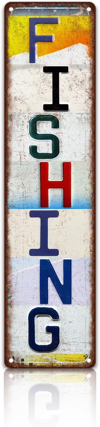 Vintage Sport Street Sign Fishing Wall Decor Metal Tin Signs Poster