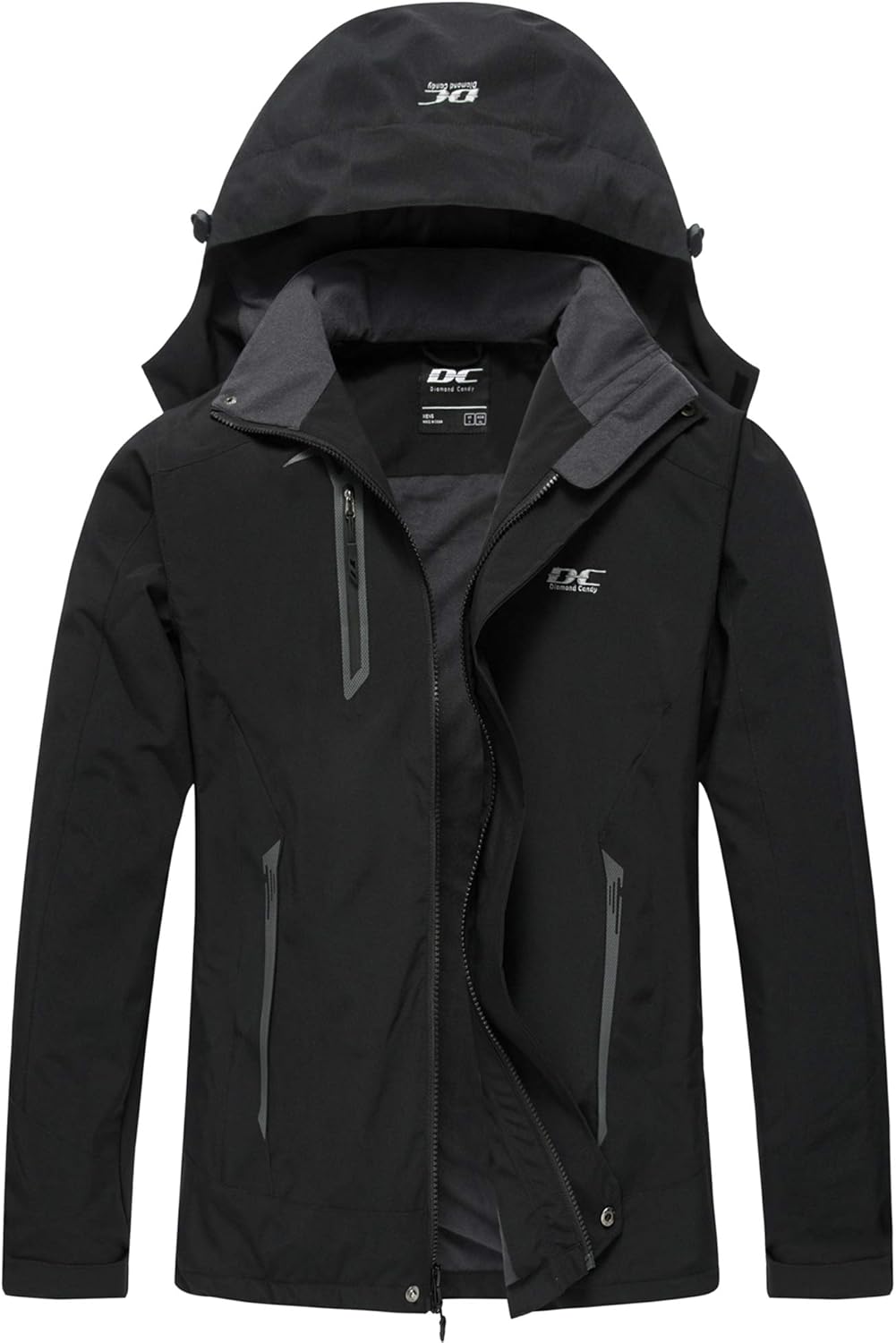 Diamond Candy Men's Hooded Waterproof Jacket Lightweight Rain Jacket Outdoor Casual Sportswear