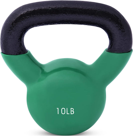 JFIT Kettlebell Weights Vinyl Coated Iron - 12 Size Options, 5lbs-50lbs - Coated for Floor and Equipment Protection, Noise Reduction, Ballistic, Core, Weight Training