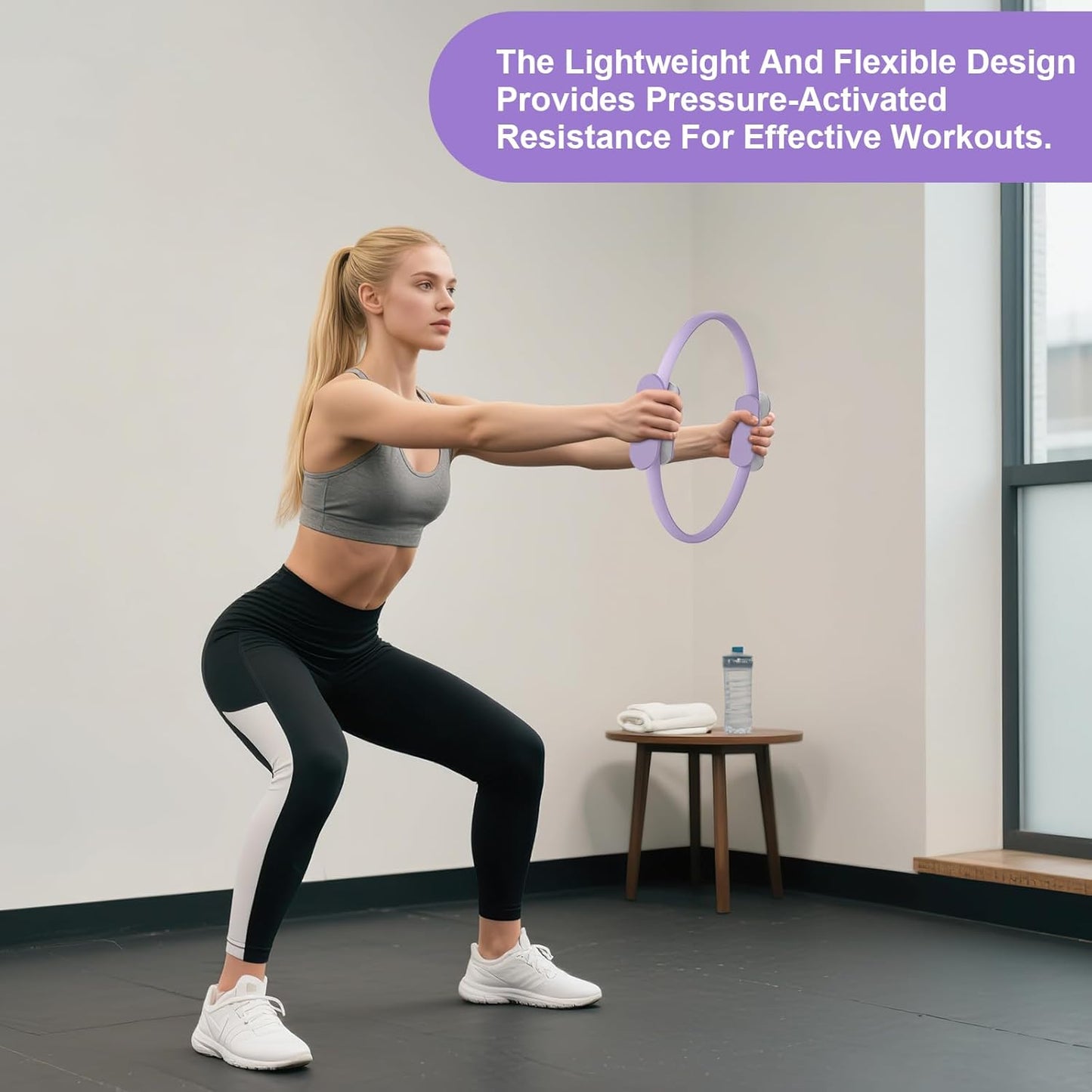 Pilates Ring 15 Inch Magic Circle Ring, Dual Padded Handles Pilates Rings Circle, Adjustable Yoga Ring
