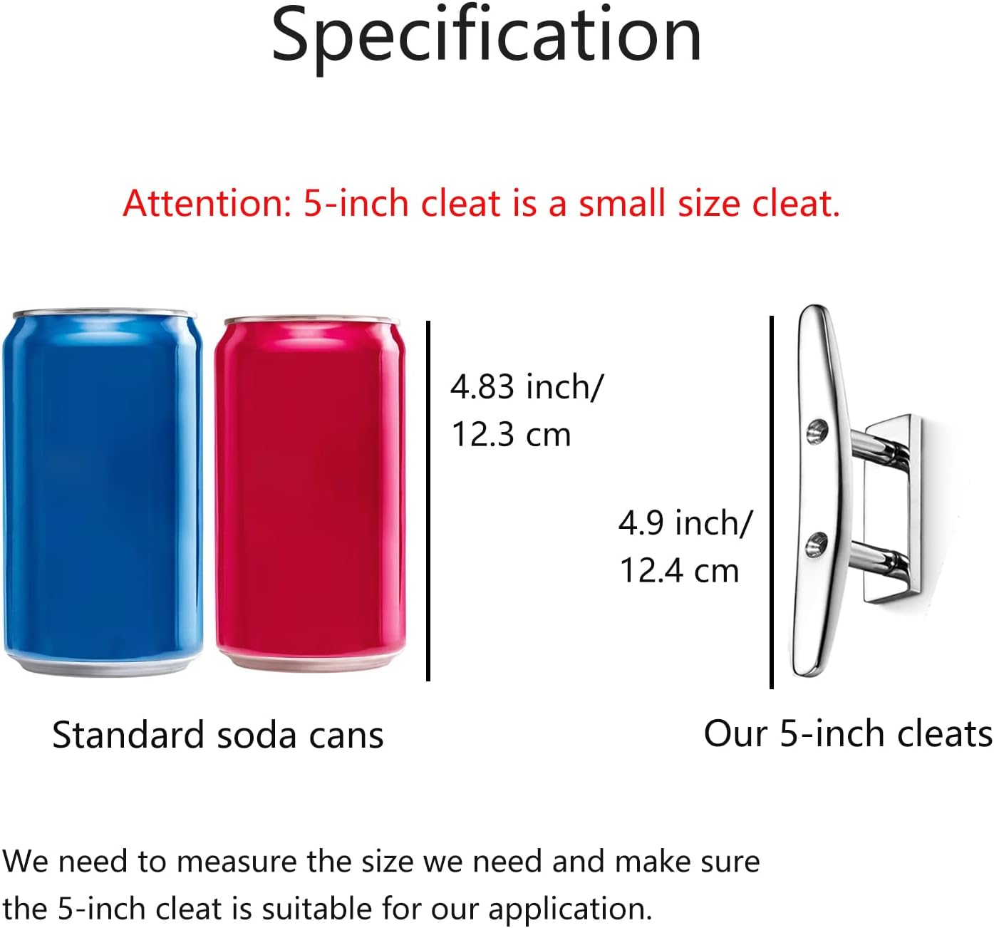 Boat Cleat 5 Inch Open Base 2 Pcs, Small Dock Cleat, Heavy Duty 316 Stainless Steel, Curtain Tie, Hook, Include Installation Screws