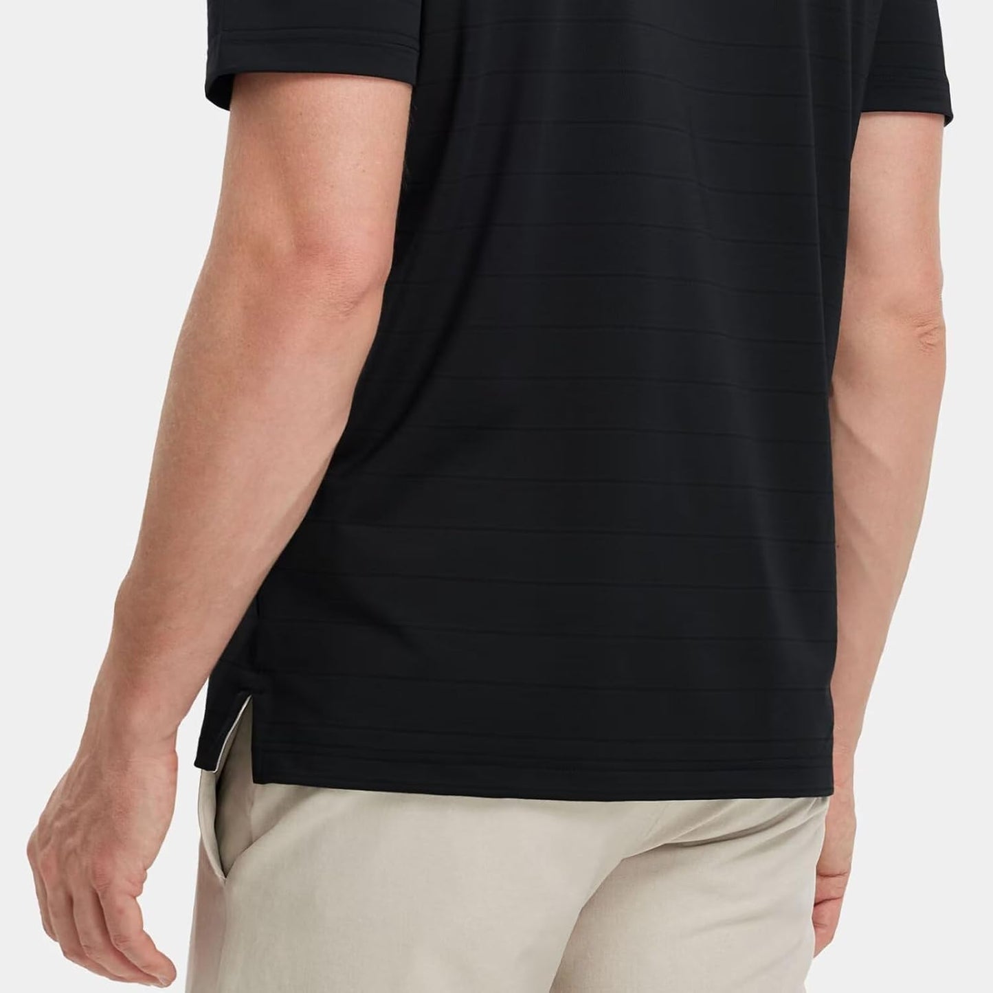 M MAELREG Golf Shirts for Men Moisture Wicking Striped Polo Performance Dry Fit Business Sports Mens Polo Shirts Short Sleeve