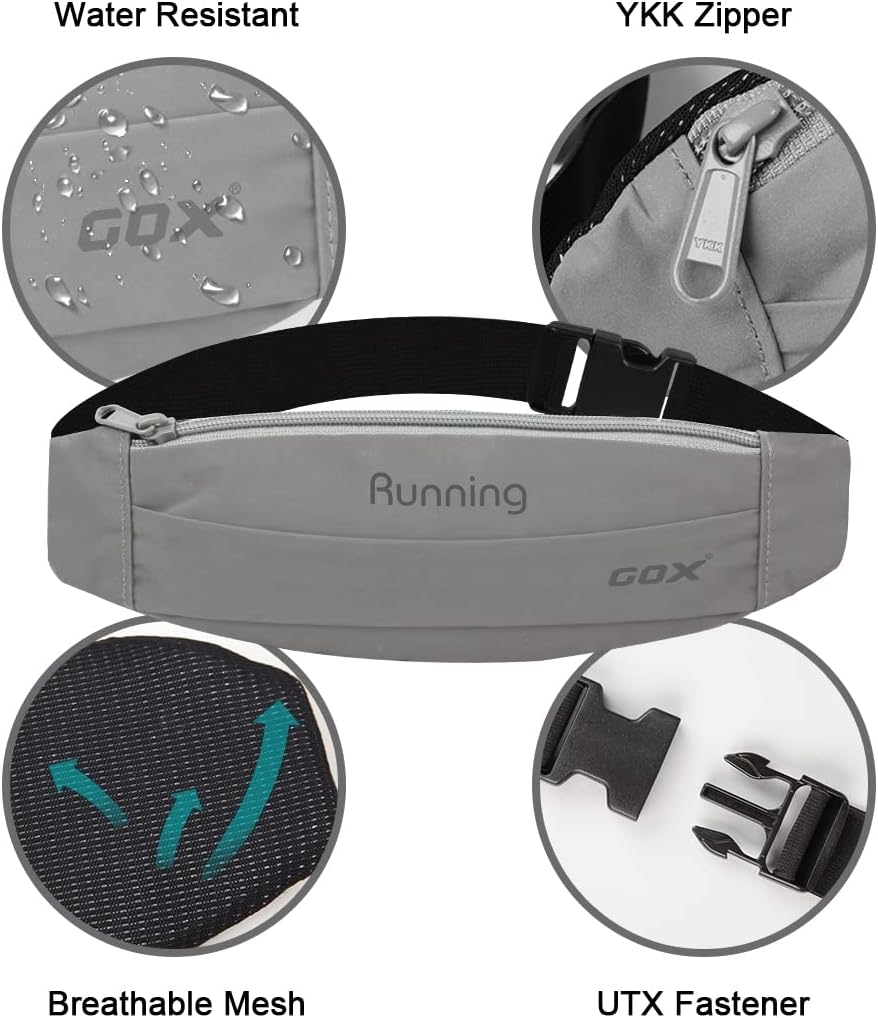 Gox Fanny Pack For Men Running Pouch Belt,Phone Holder Waist Pack Sport Hiking Walking Traveling (silver)