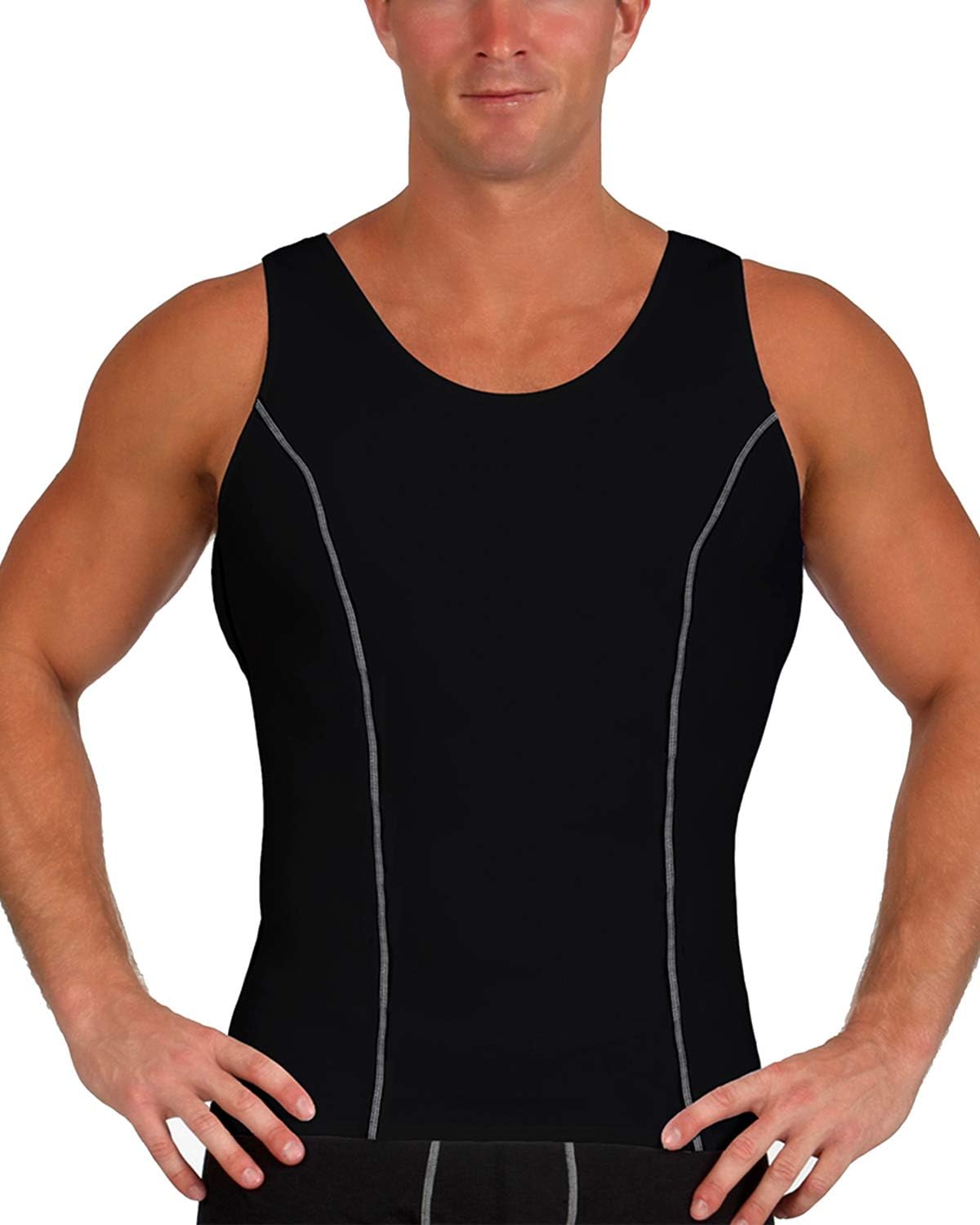 Insta Slim -Made in USA- Compression Tank-Top Shapewear for Men. Tummy Control Slimming Body-Shaper for Belly & Back Support