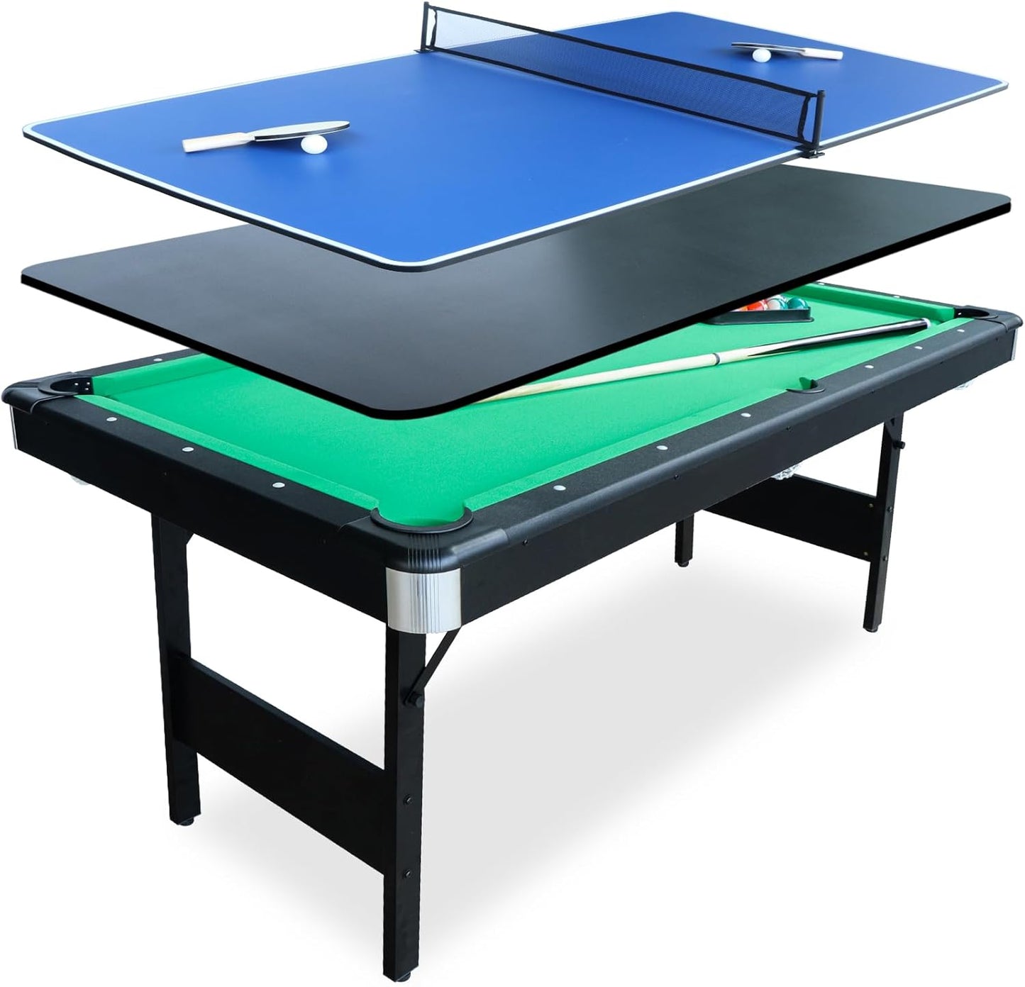 Seydrey 6-Foot Portable Foldable Pool Table with All Accessories – Compact Billiards Table for Home, Game Room, Apartment