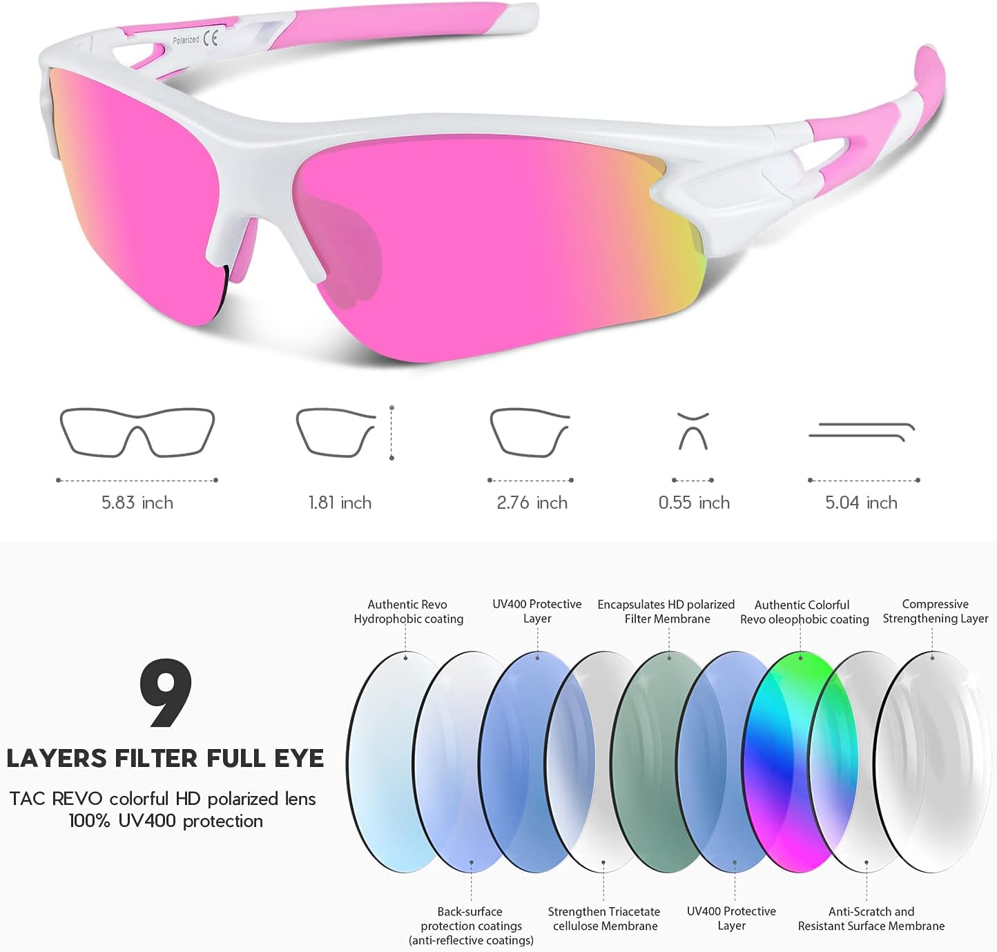 BEACOOL Polarized Sports Sunglasses for Men Women Youth Baseball Fishing Cycling Running Golf Motorcycle Tac Glasses UV400