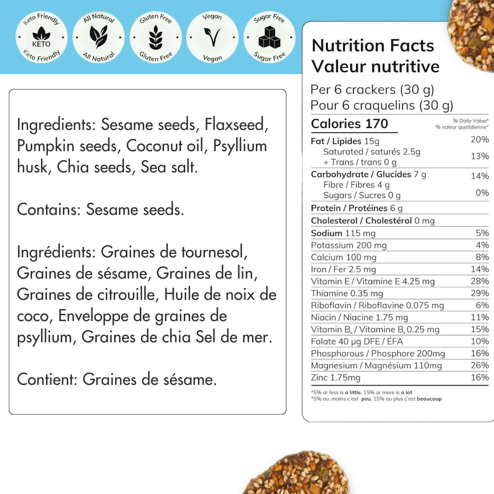 Super Seed Crackers, Gluten Free & Keto Friendly Healthy Snacks, Vegan, Zero Sugar, Paleo & Diabetic Friendly, Nut Free, 20g High Protein, 18g High Fiber, 3.56oz Each, 3-Pack, Original