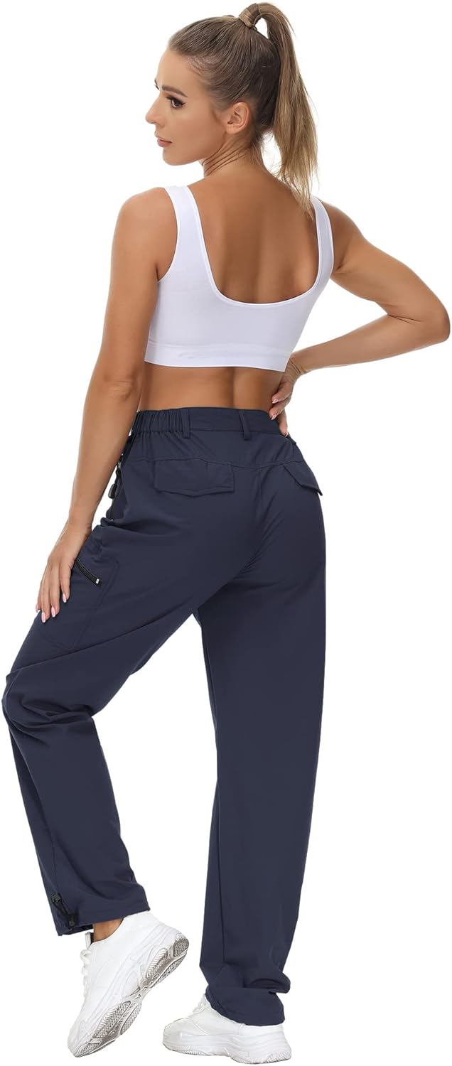 VVK Women's Hiking Cargo Pants Lightweight Quick Dry Outdoor Athletic Pants Camping Climbing Golf Zipper Pockets