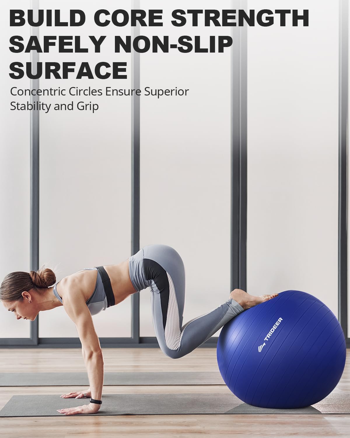 Trideer Extra Thick Yoga Ball Exercise Ball, 5 Sizes Gym Ball, Heavy Duty Ball Chair for Balance, Stability, Pregnancy, Quick Pump Included