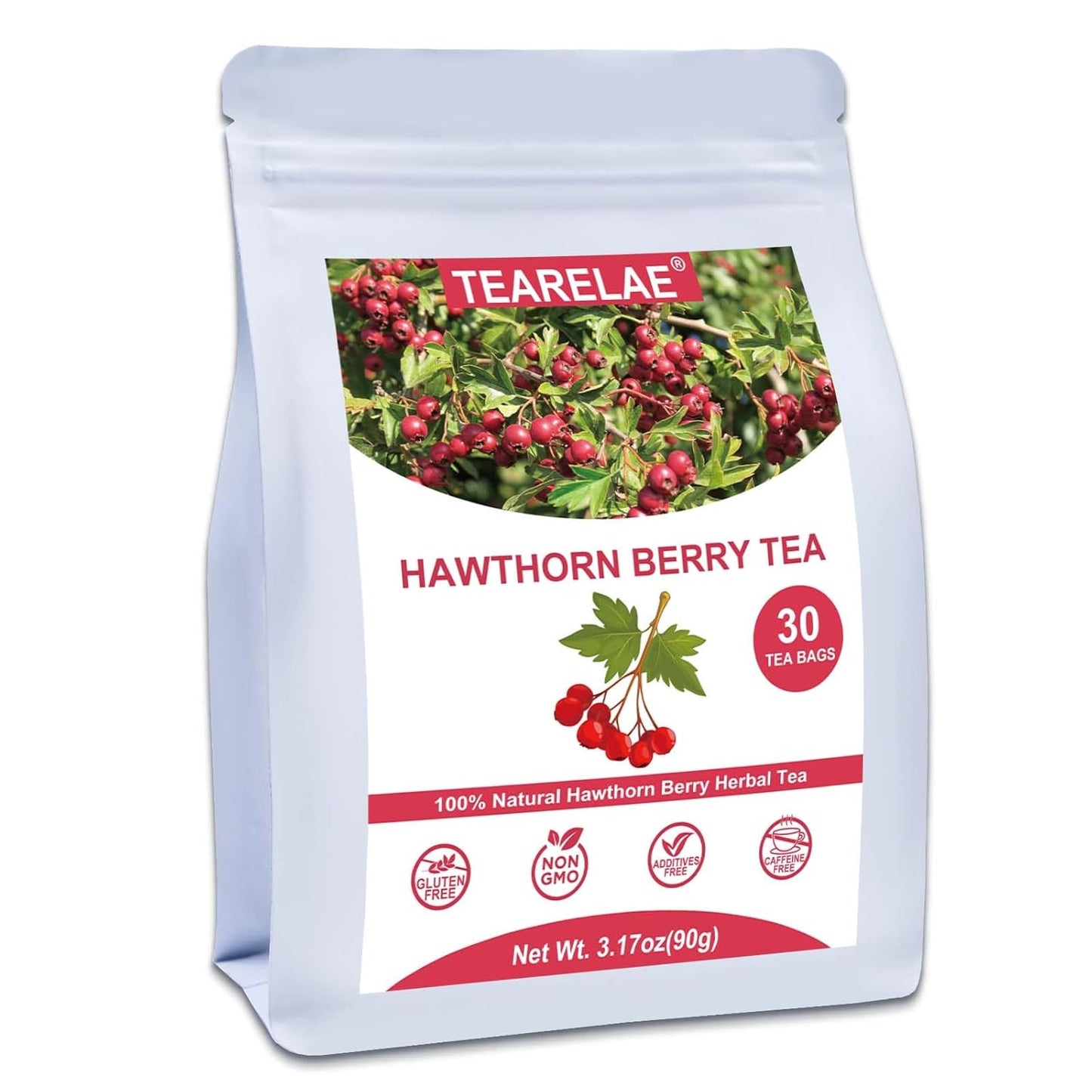 TEARELAE - Hawthorn Berry Tea, 30 Count - Pure Hawthorne Berries Herbal Tea Bags - Sweet and Tangy Flavor - Aid Digestion - Non-GMO - Caffeine-Free