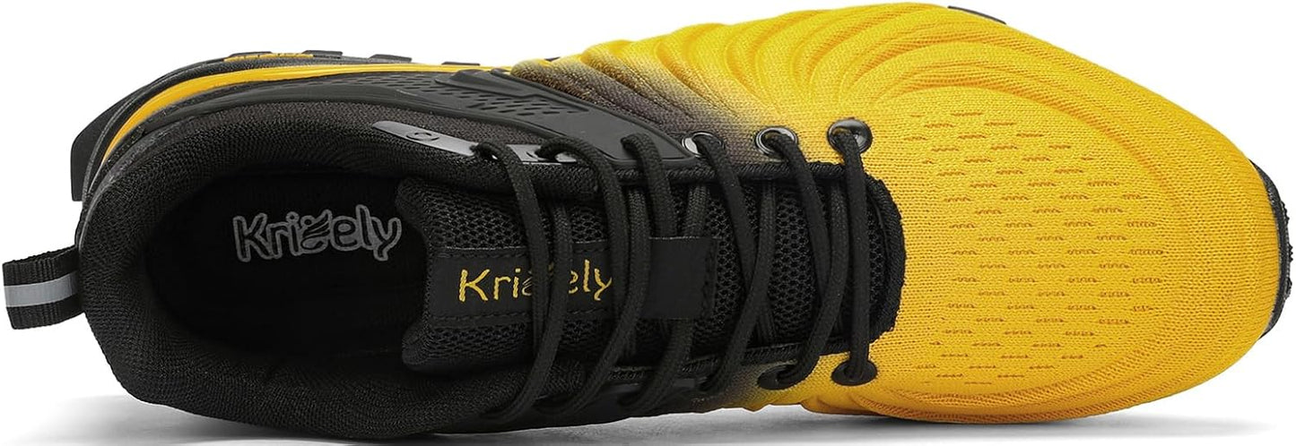 Kricely Men's Walking Shoes Breathable Lightweight Fashion Sneakers Non Slip Sport Gym Jogging Trail Running Shoes