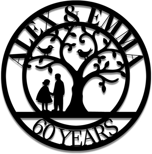 Tree of Life Metal Name Sign | Custom Metal Signs | Personalized Wall Art | Wedding Gift Indoor Decor Gift for Women, Men, Wife, Parents, Couple