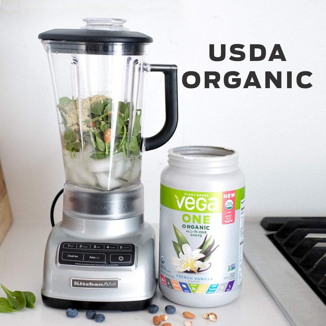 Vega Organic All-in-One Vegan Protein Powder, Chocolate - Superfood Ingredients, Vitamins for Immunity Support, Keto Friendly, Pea Protein for Women & Men, 13.2 oz (Packaging May Vary)