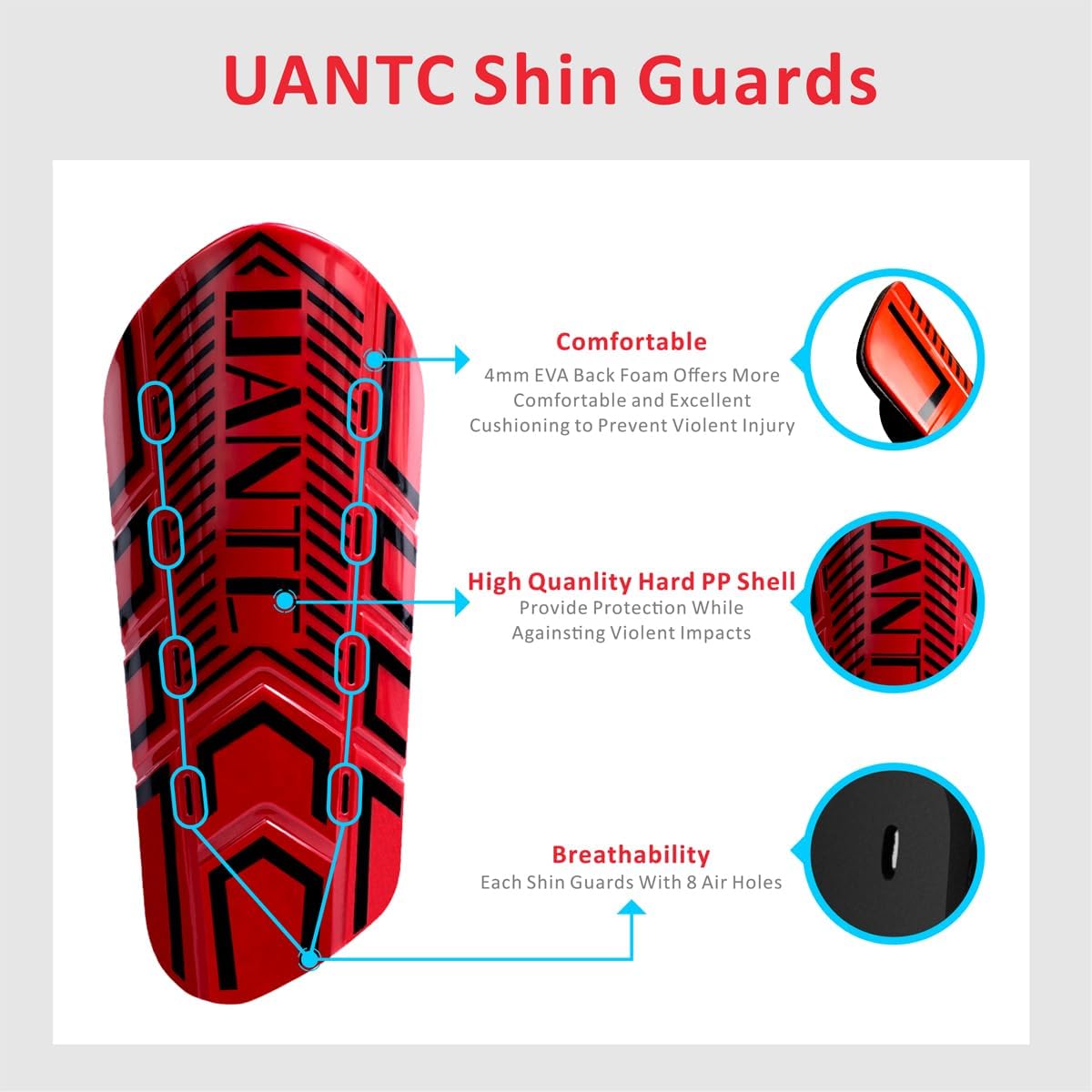 Shin Guards - Soccer Shin Guards with Cushion Protection for Kids/Adults