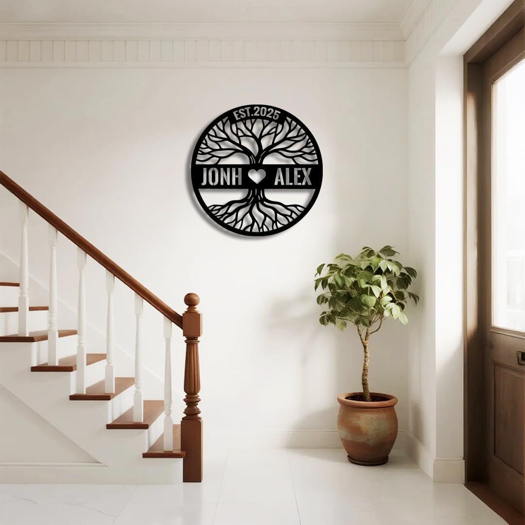 Personalized Tree of Life Metal Name Sign | Custom Metal Signs | Family Wall Art | Wedding Gift & Anniversary | Indoor Decor Gift for Women, Men, Wife, Parents, Couple