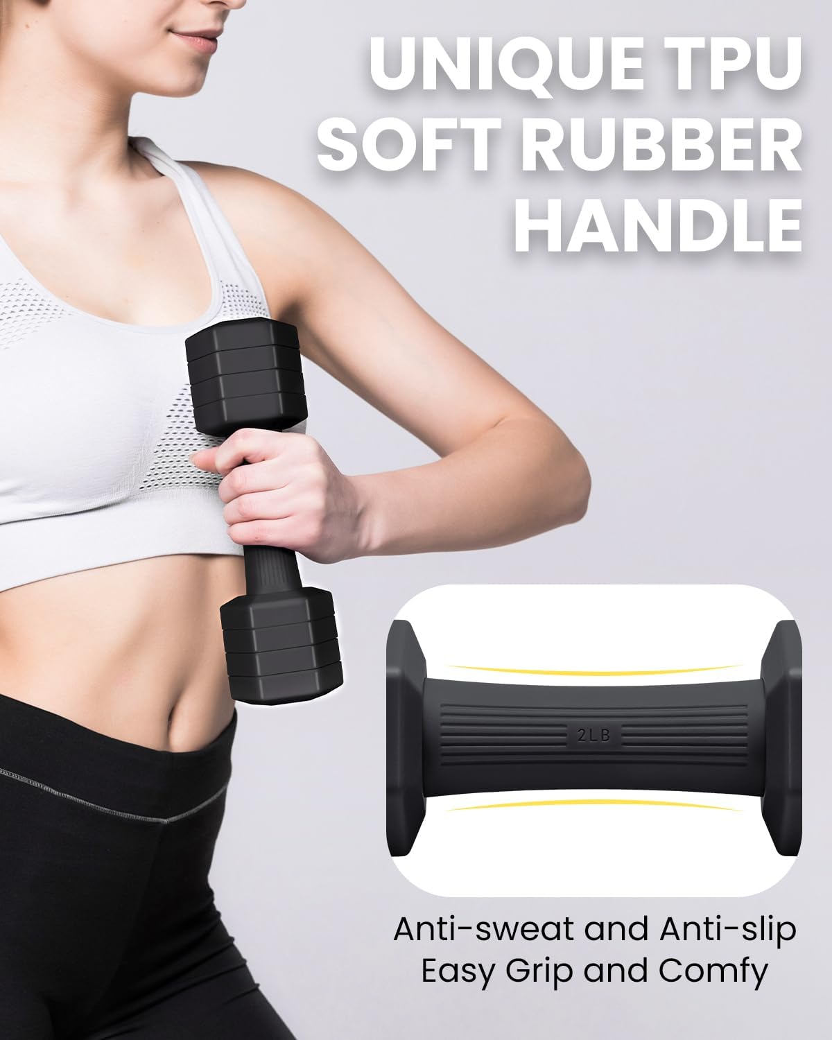 Adjustable Dumbbells Set, 4 in 1 Hand Weights Set for Women Men 10 LB/ 12 LB Dumbbell Pair Each 2lbs 3lbs 4lbs 5lbs Weights Dumbbells Set with TPU Soft Rubber Handle for Home Gym Exercise Fitness