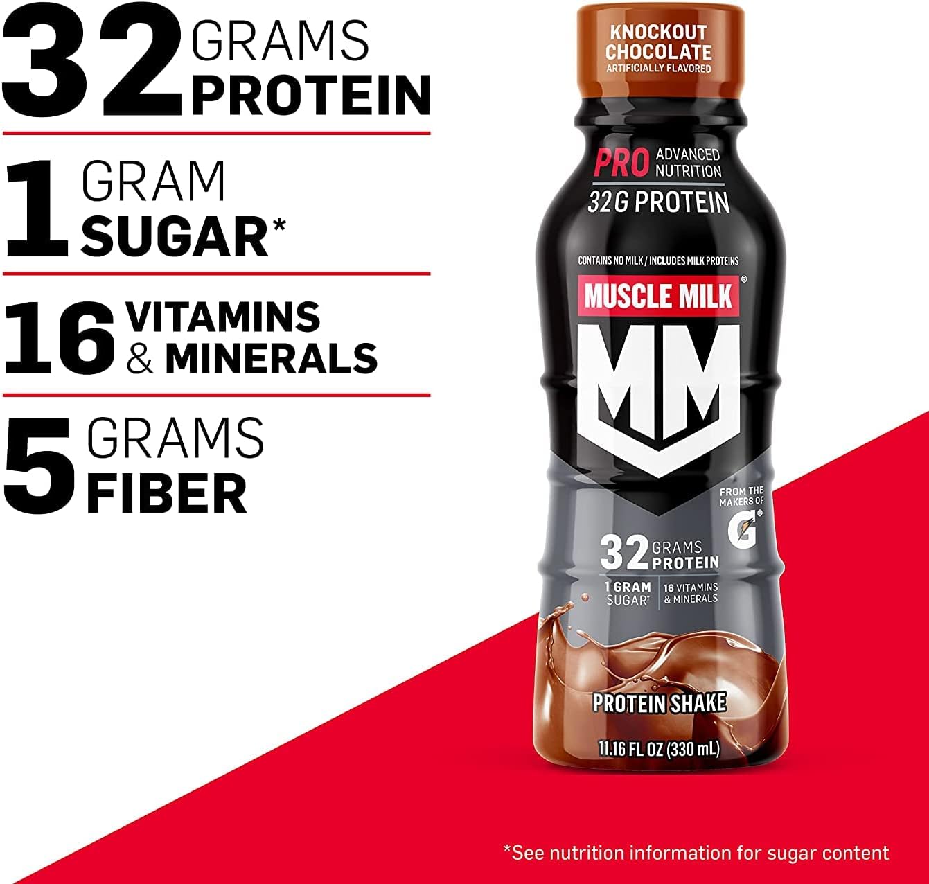 Muscle Milk Pro Advanced Nutrition Protein Shake, Intense Vanilla, 11.16 Fl Oz (Pack of 12), 32g Protein, 1g Sugar, 16 Vitamins & Minerals, 5g Fiber, Workout Recovery, Energizing Snack, Packaging May Vary