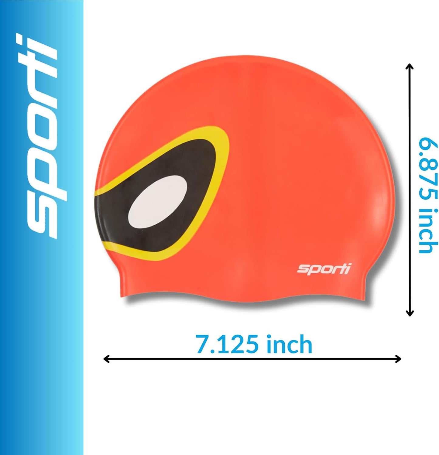 Sporti Silicone Swim Cap for Kids, Unisex Youth Swimming Cap, Protection Bathing Caps for Your Children, Aged 2-10