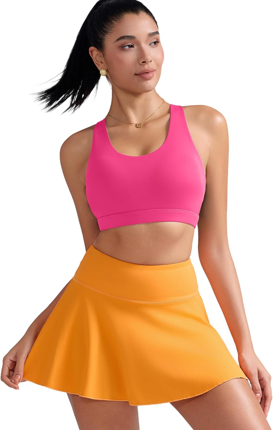 RUNNING GIRL Sports Bra for Women, Criss-Cross Back Padded Strappy Sports Bras Medium Support Yoga Bra with Removable Cups