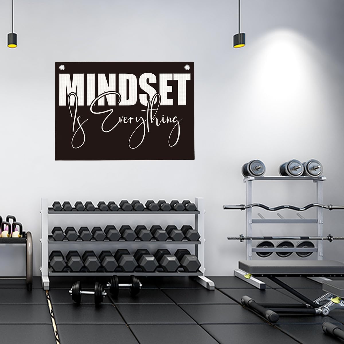 Mindset is Everything Gym Motivational Wall Art Banner Dorm Posters Gifts for Guys Men Women Gym Flag Decor for Home Gym Bedroom Workout Room 30x20 Inchs