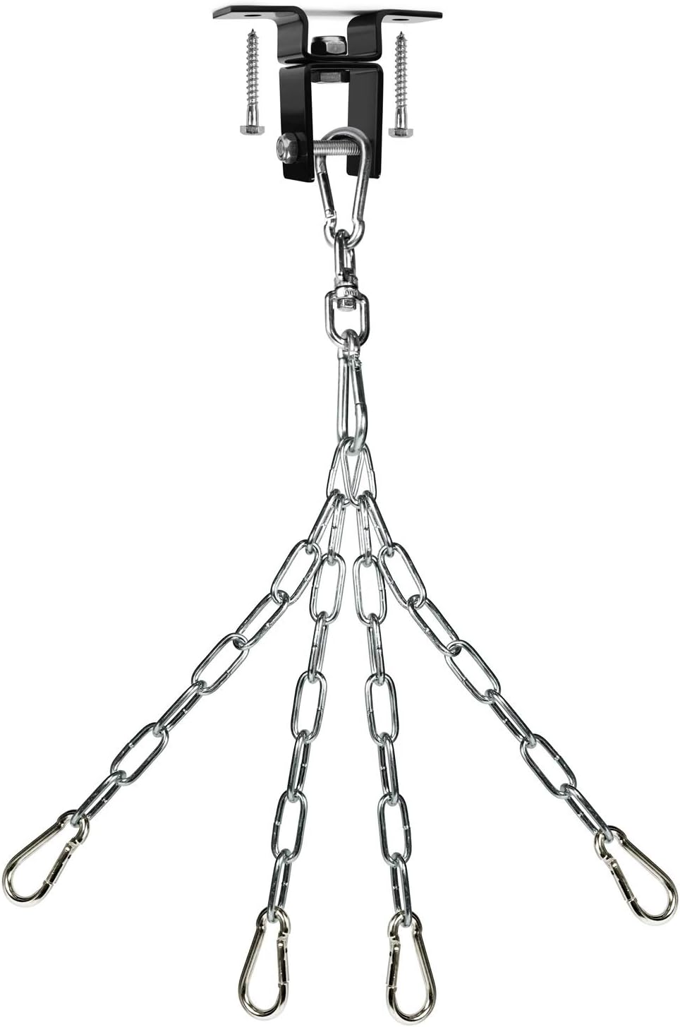 Yes4All Punching Bag Hanger, Stainless Steel Swivel Chain with 4 Snap Hooks for Heavy Bag, Gym Swing, Trapeze, and Hammock