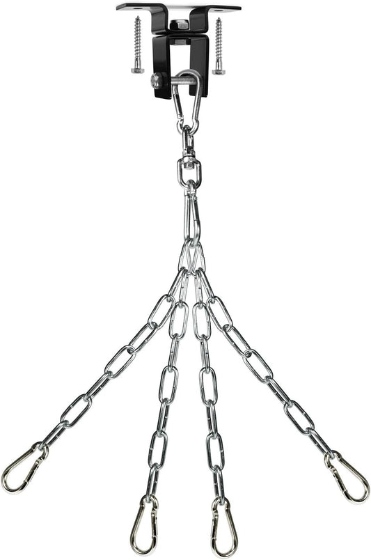 Yes4All Punching Bag Hanger, Stainless Steel Swivel Chain with 4 Snap Hooks for Heavy Bag, Gym Swing, Trapeze, and Hammock