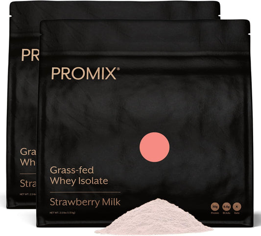 ProMix Nutrition Whey Protein Isolate Powder, 31g Grass Fed Whey Isolate, 6.6g BCAAs, Gluten Free, Keto Friendly, Strawberry, 5lb