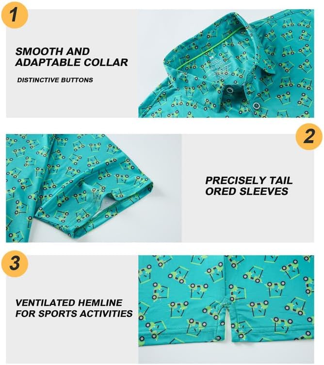 Damipow Premium Golf Shirts for Men Dry Fit Performance Polo Short Sleeve Collared Shirt
