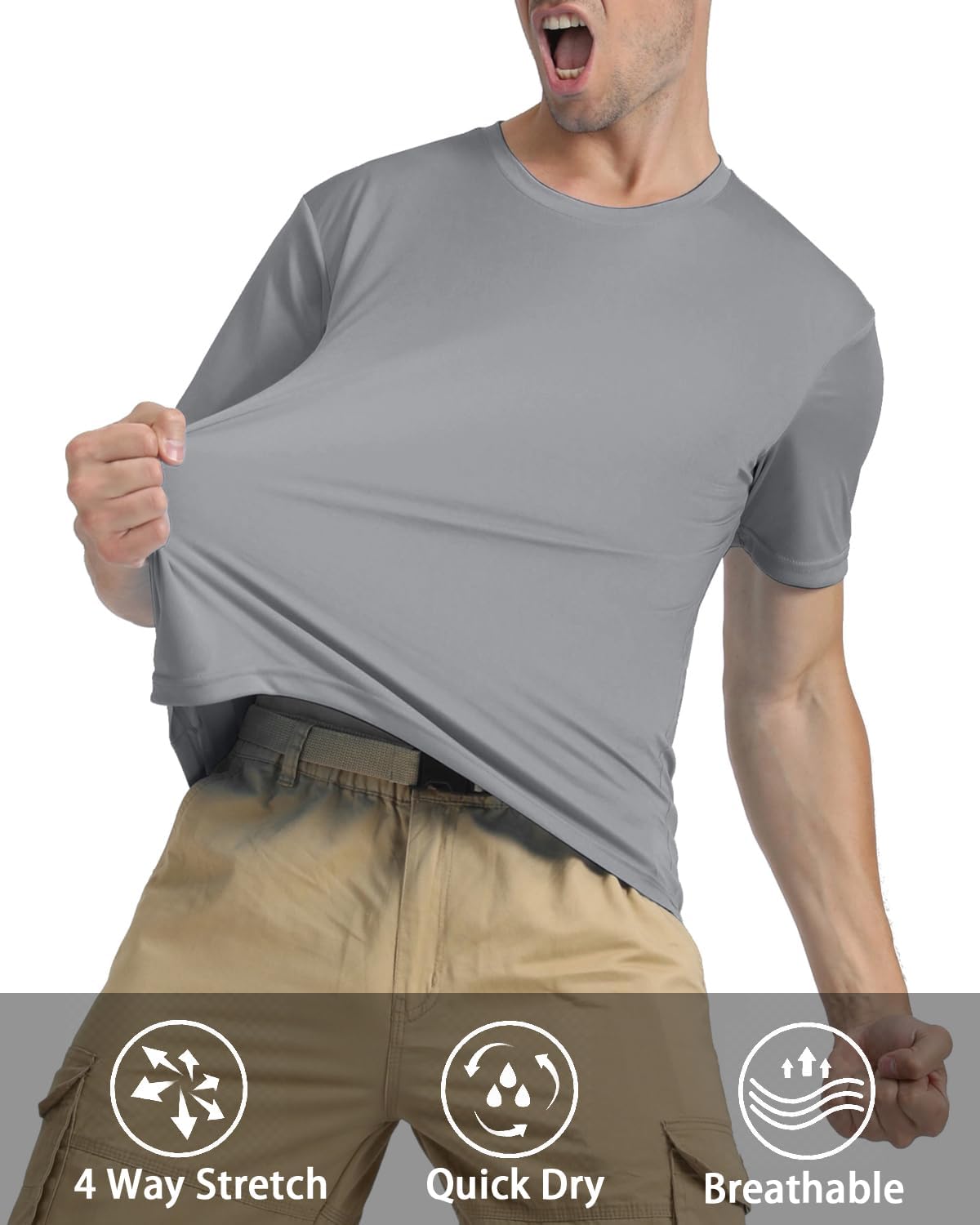 KEFITEVD Men's Short Sleeve UPF 50+ Sun Protection Shirts Quick Dry Rashguard Swim Shirt SPF Workout Fishing Athletic T-Shirt