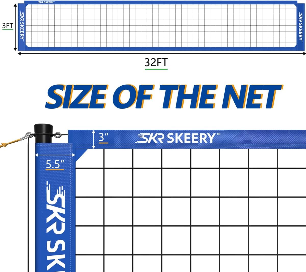 Outdoor Heavy Duty Volleyball Net Set, Anti-Sag Design, Adjustable Aluminum Poles, Portable Volleyball Net for Backyard,Grass and Beach