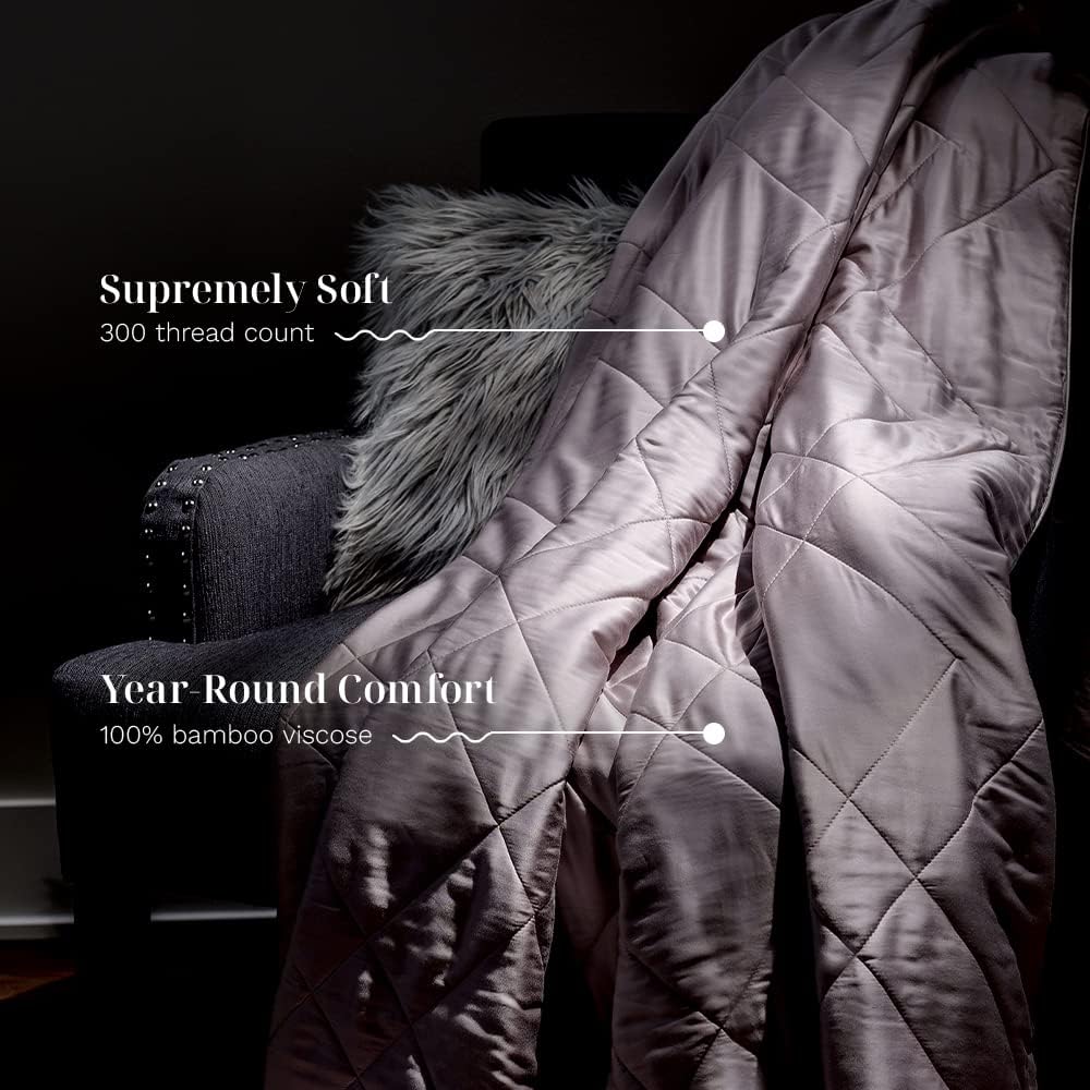 LUXOME Lightweight Blanket | 100% Rayon (Viscose) from Bamboo Fabric & Fill | King/Cal King - 98"x92" | Thermal-Regulating | Super Soft | Dove