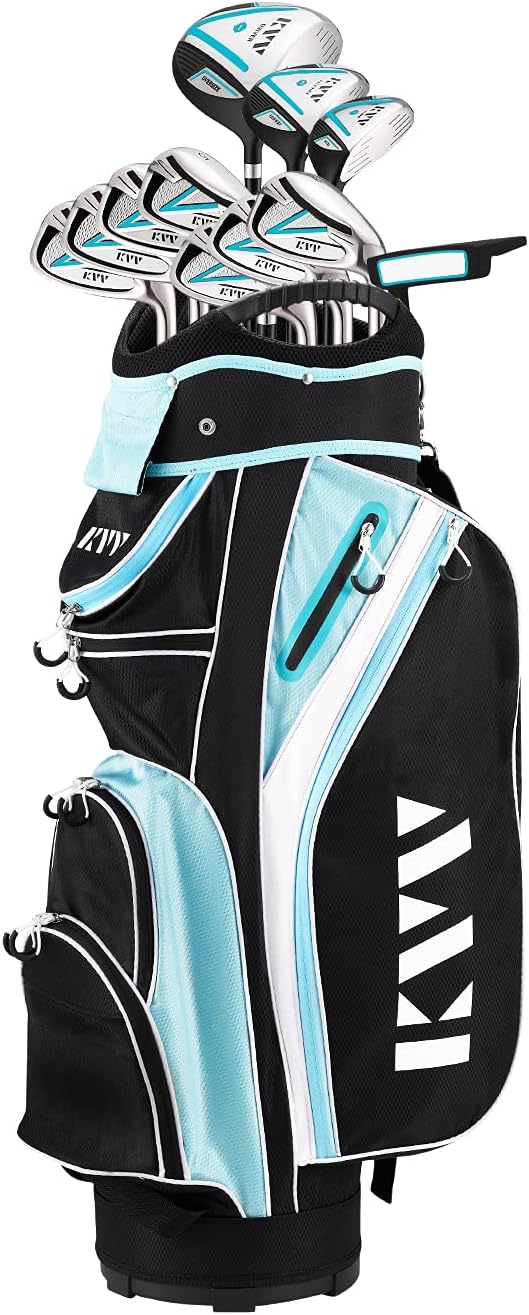 KVV Premium Right Hand Golf Club Set 11-Piece Set for Women, Including Driver, Fairway, Hybrid, 5#-P# Irons, Putter Steel Shaft Regular Flex Golf Clubs, with/Without Golf Bag