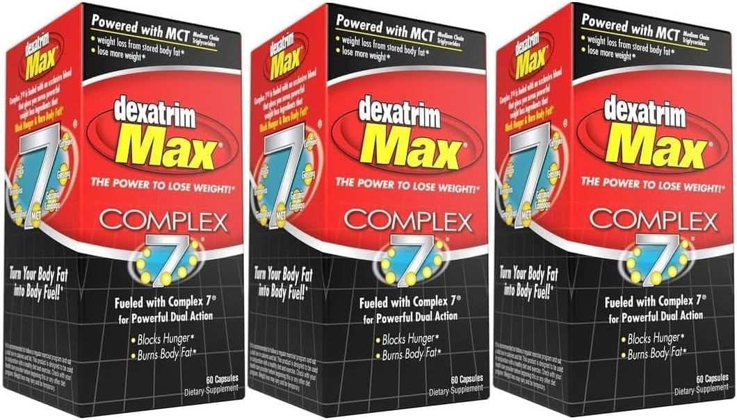 ILIOS Dexatrim Max Complex-7 | Diet Pills to Lose Weight - 7 Powerful Ingredients to Reduce Hunger & Body Fat, Fat Burner Supplements, Weight Loss Pills for Men & Women, 3 Packs w/ 60 Capsules Each