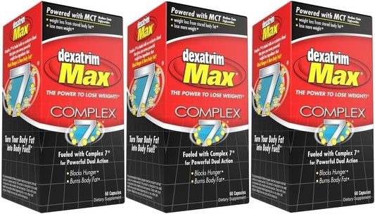 ILIOS Dexatrim Max Complex-7 | Diet Pills to Lose Weight - 7 Powerful Ingredients to Reduce Hunger & Body Fat, Fat Burner Supplements, Weight Loss Pills for Men & Women, 3 Packs w/ 60 Capsules Each