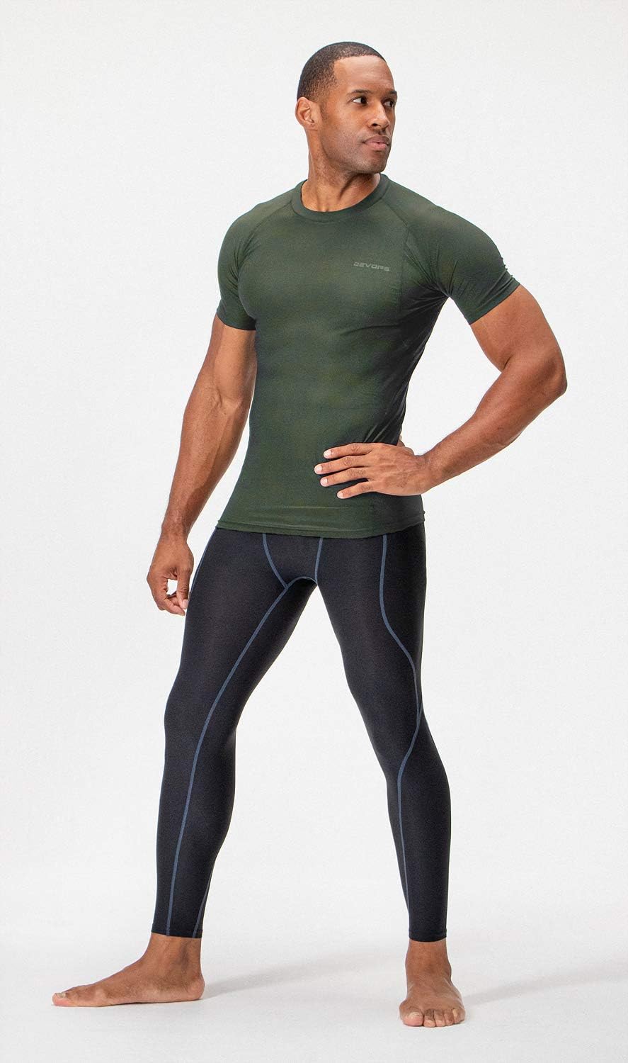 DEVOPS 3 Pack Men's Cool Dry Short Sleeve Compression Shirts, Sports Baselayer T-Shirts Tops, Athletic Workout Shirt