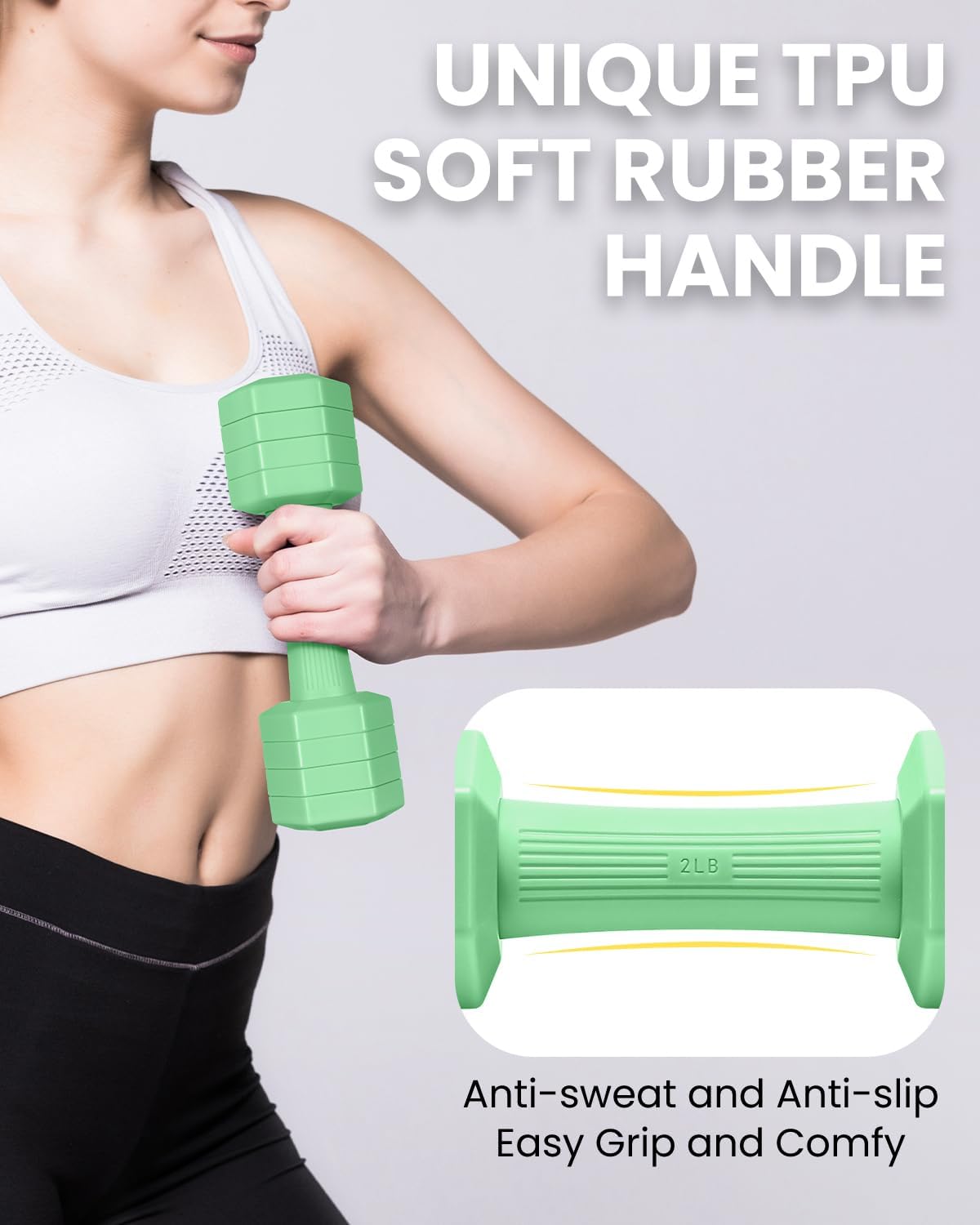 Adjustable Dumbbells Set, 4 in 1 Hand Weights Set for Women Men 10 LB/ 12 LB Dumbbell Pair Each 2lbs 3lbs 4lbs 5lbs Weights Dumbbells Set with TPU Soft Rubber Handle for Home Gym Exercise Fitness