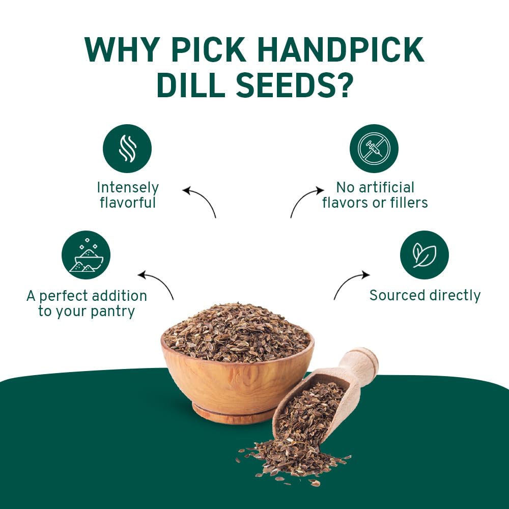 HANDPICK Dill Seeds (397g/14oz) Non GMO, Gluten Free, 100% Raw, Sourced from India, For Cooking, Drinks, Packed in Resealable Ziplock Pouch | For Pickling