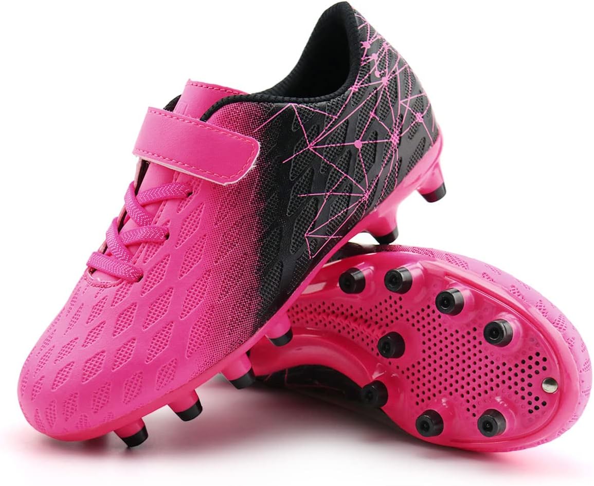 brooman Kids Firm Ground Soccer Cleats Boys Girls Athletic Outdoor Football Shoes