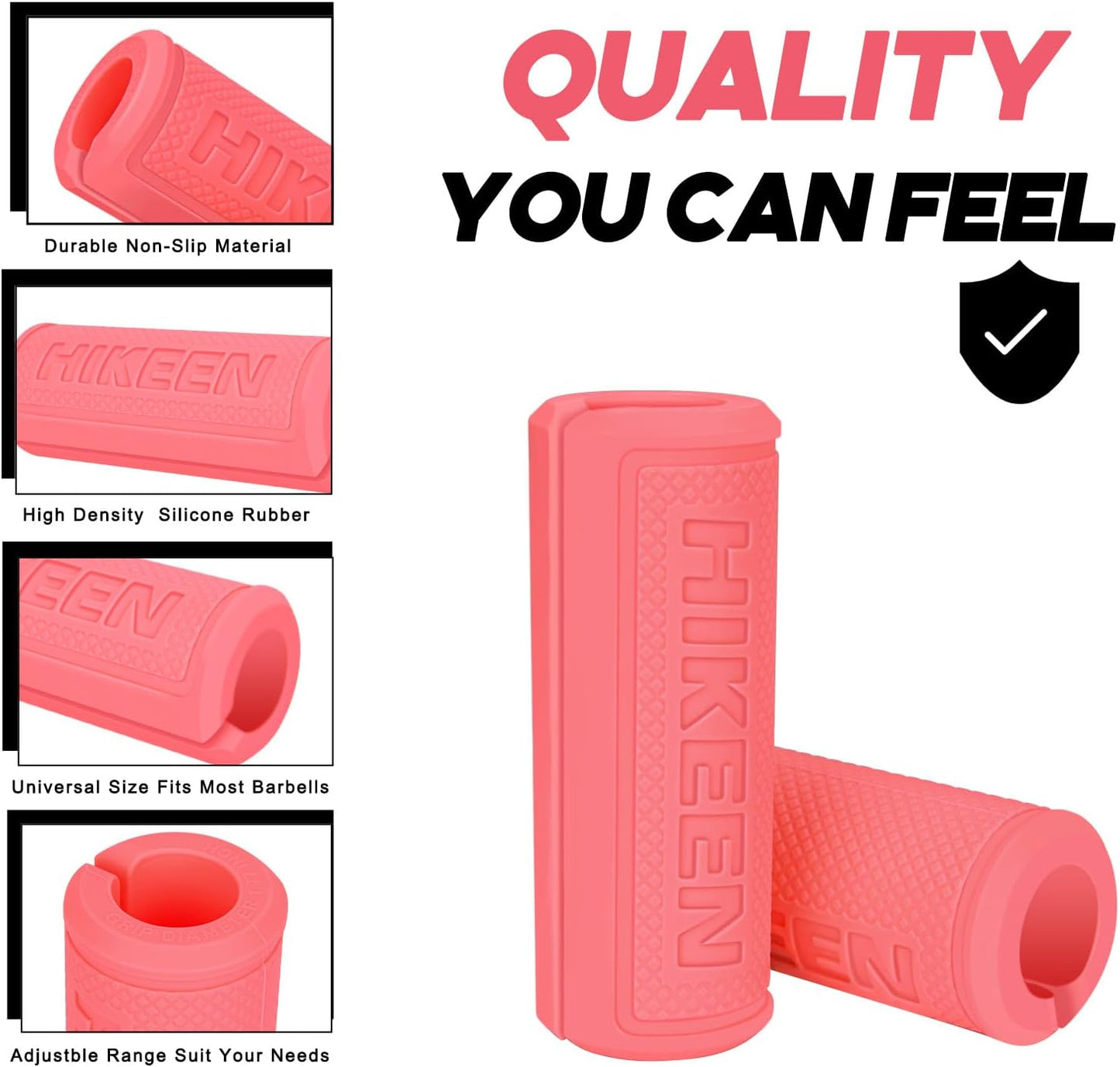 Hikeen Thick Bar Dumbbell Grips,Non Slip Hard Rubber Barbell Grips,Grips for Weight Lifting, Muscle Building-1.77", 2", 2.25" & 2.75" Outer Diameter