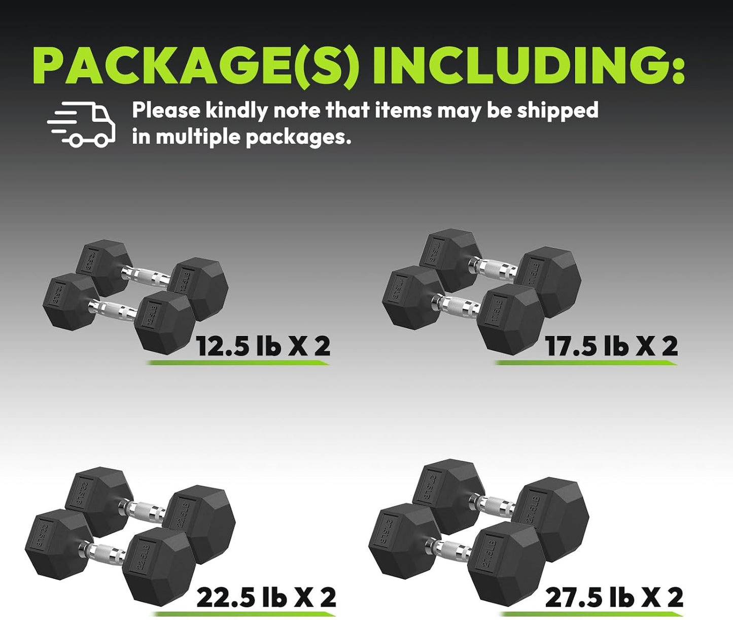 Hex Dumbbell Set, 45-400 lb Set Rubber Encased Exercise & Fitness Dumbbells, Weights Dumbbells Set, Hand Weight for Strength Training