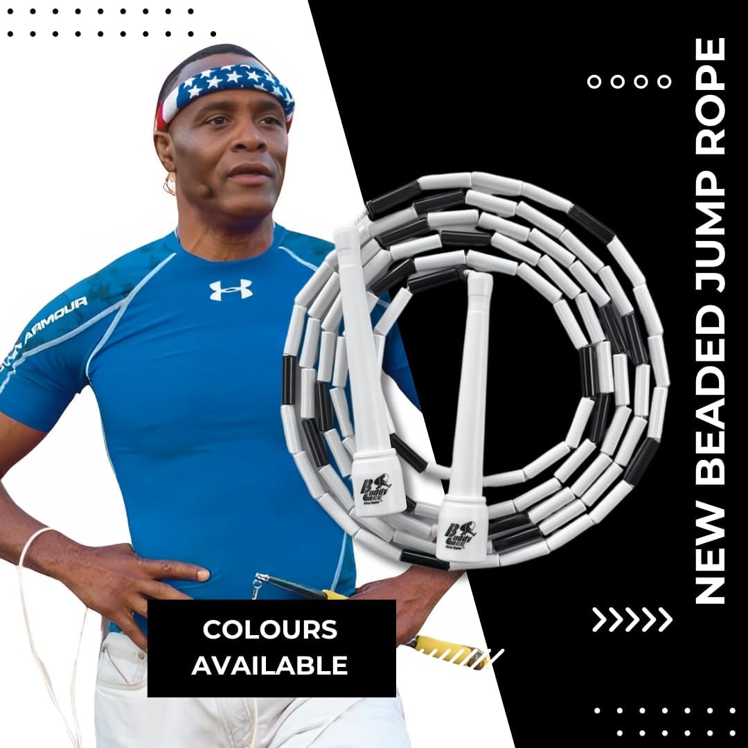 Buddy Lee New Beaded Jump Rope – Adjustable Skipping Rope for Kids & Adults – Durable, Tangle-Free Fitness Jump Rope with Ergonomic Handles for Cardio, Training & Outdoor Workouts