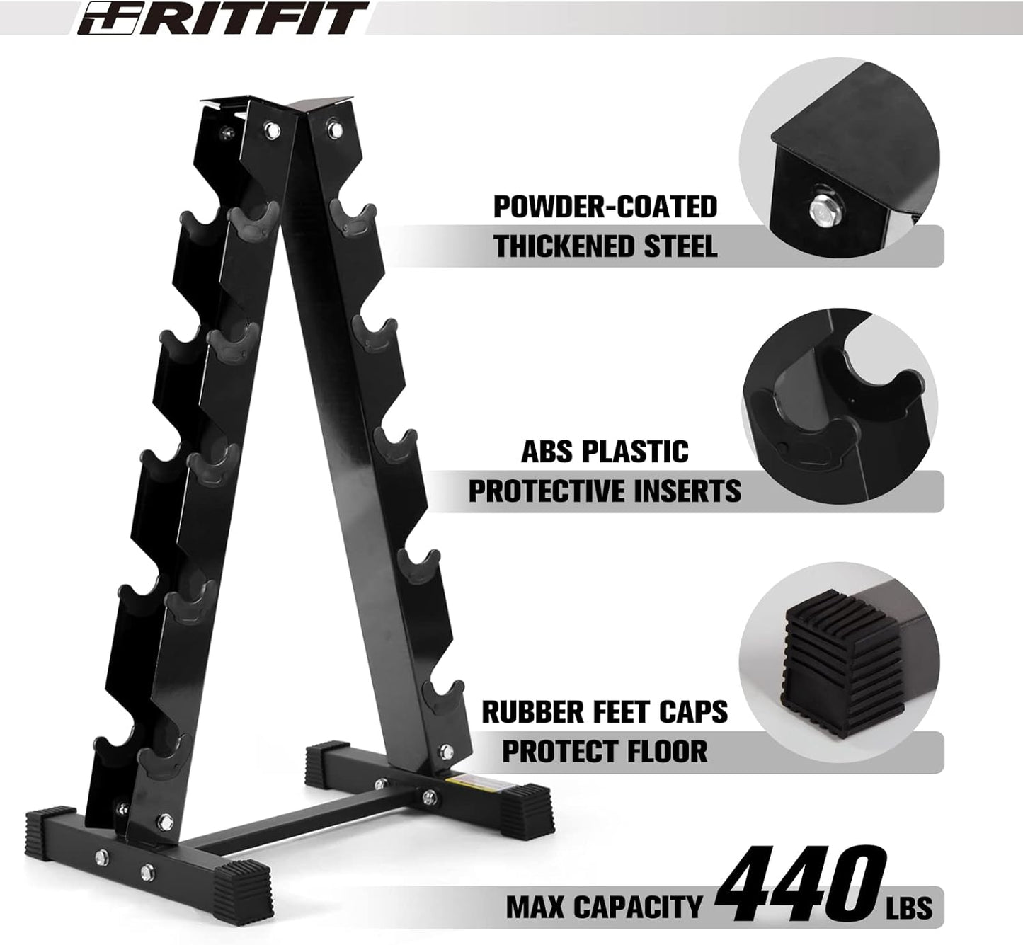 RITFIT 300/350/450/650/180/200/210 LB Rubber Hex Dumbbells Set with Optional Dumbbell Rack, Multi Weight Set to Choose, Ideal for Home Gym and Fitness