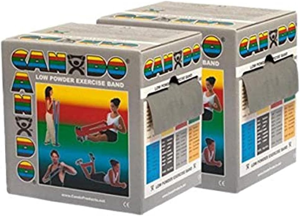 CanDo Twin-Pak Exercise Band, Silver, 100 Yard