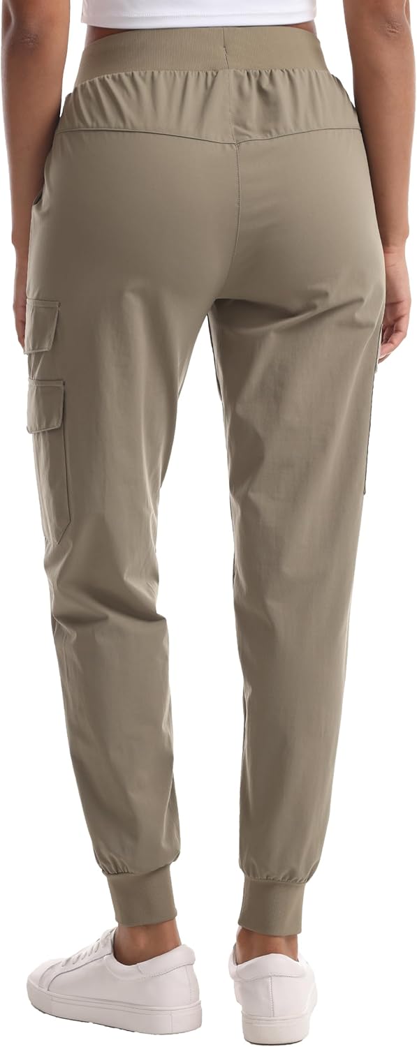 Women's Lightweight Hiking Joggers with Pockets - Water Resistant Cargo Pants for Outdoor Workouts Camping