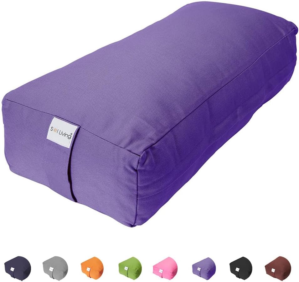 Sol Living Yoga Bolster Pillow Rectangular Meditation Cushion Cotton Meditation Accessories for Restorative Yoga Meditation Pillow Yoga Pillow Firm Body Pillow Bolster Pillow for Legs Removable Cover
