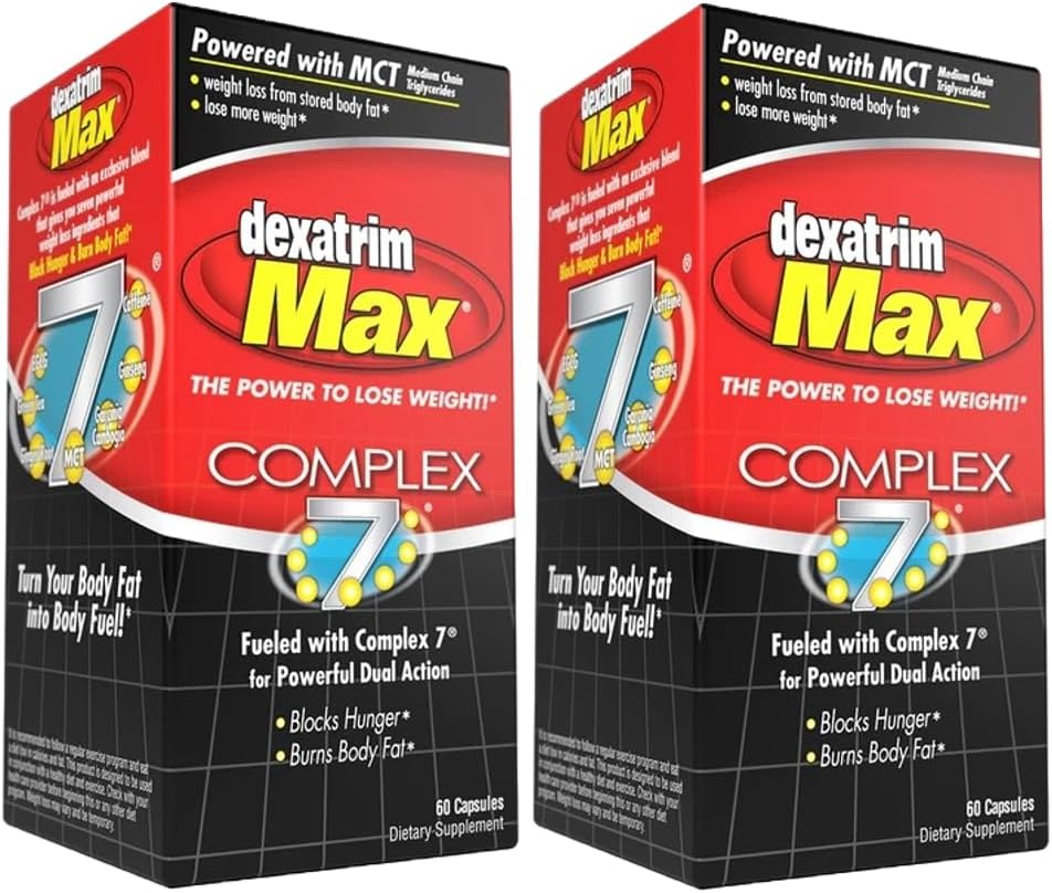 ILIOS Dexatrim Max Complex-7 | Diet Pills to Lose Weight - 7 Powerful Ingredients to Reduce Hunger & Body Fat, Fat Burner Supplements, Weight Loss Pills for Men & Women, 2 Packs w/ 60 Capsules Each
