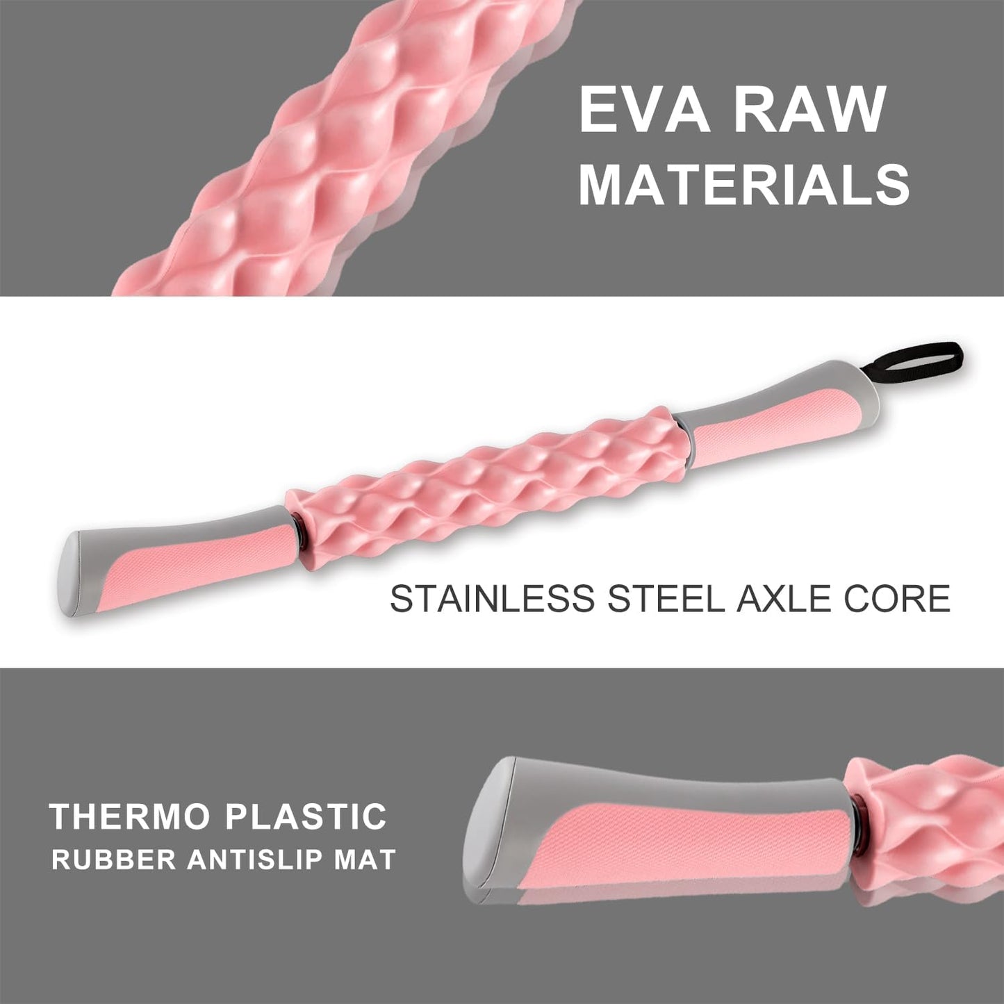 Muscle Roller, Soft Pink, EVA Material, Massage Roller Stick for Athletes and Office Workers, Relieves Muscle Tension and Pain-Body-Building apparatu